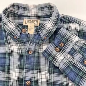 Duluth Trading Co. XL Flannel Shirt Mens Long‎ Sleeve Plaid Button Up Cotton